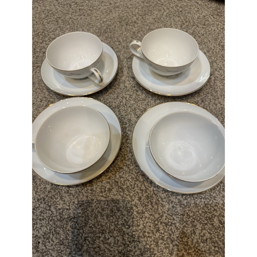 KAYSONS FINE CHINA GOLDEN‎ FANTASY JAPAN Flat Cups & Saucers Set of 4